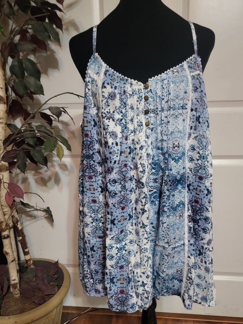 Sonoma Blue Floral Print Tank Top